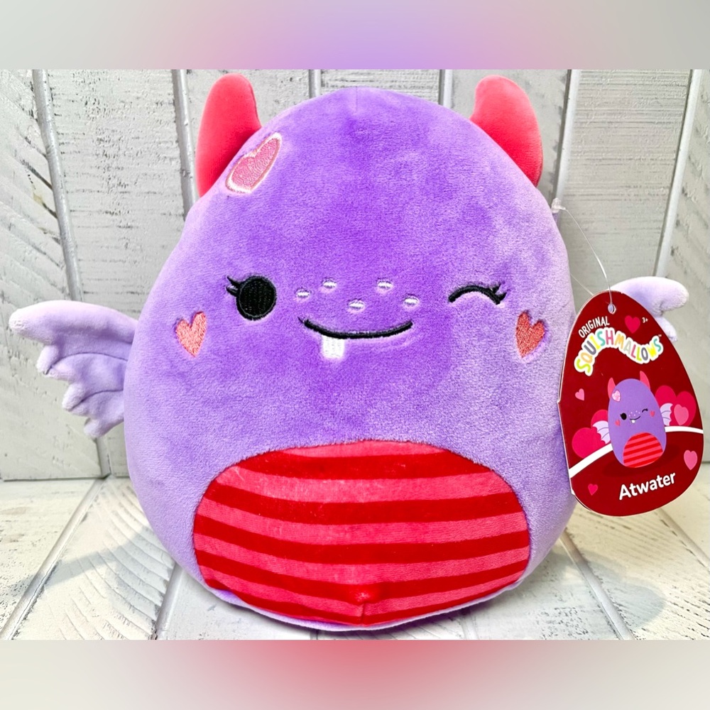 Squishmallow Valentine Squad Atwater The Purple Love Monster 8” Plush NWT